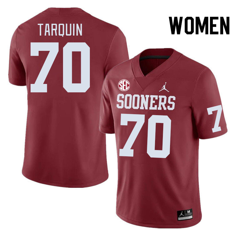 Women #70 Michael Tarquin Oklahoma Sooners 2024 SEC Conference College Football Jerseys-Crimson